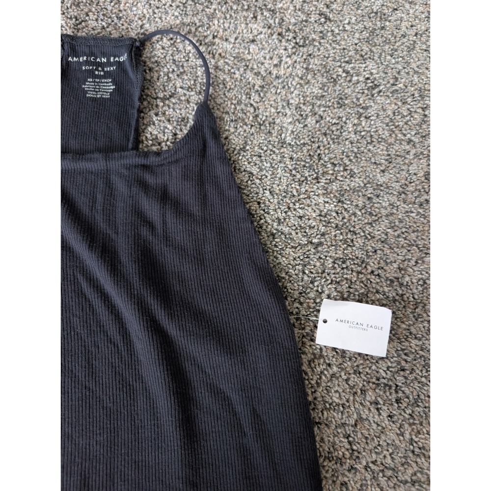 American Eagle Soft & Sexy Ribbed Tank Top Charcoal Grey XS Racerback NWT